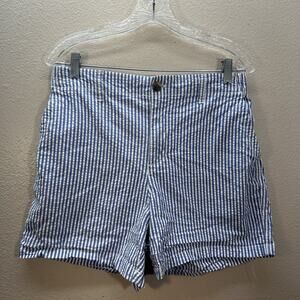 Old Navy High Rise OG‎ Chino Shorts Womens M Elastic Stretch Preppy Seersucker